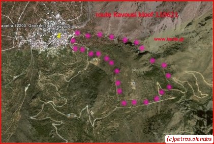 Map van de kloof bij Kavoussi